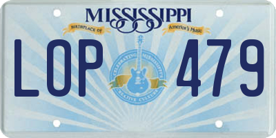 MS license plate LOP479