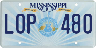 MS license plate LOP480