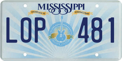 MS license plate LOP481