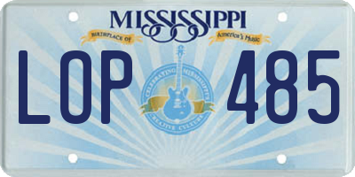 MS license plate LOP485