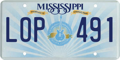 MS license plate LOP491