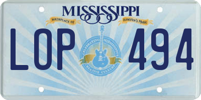 MS license plate LOP494