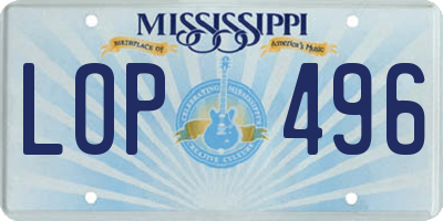 MS license plate LOP496