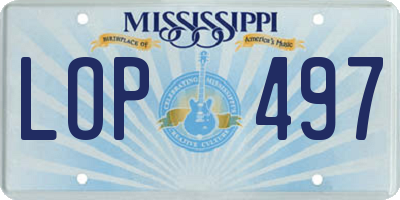 MS license plate LOP497