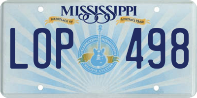 MS license plate LOP498
