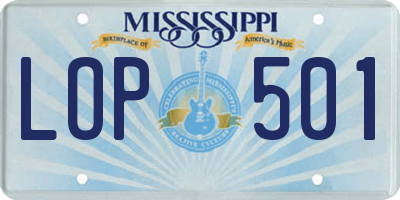 MS license plate LOP501