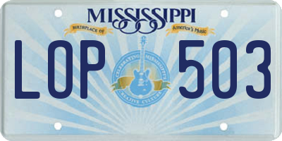 MS license plate LOP503