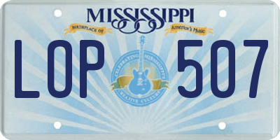 MS license plate LOP507
