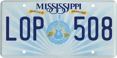 MS license plate LOP508