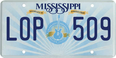 MS license plate LOP509