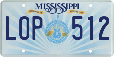 MS license plate LOP512