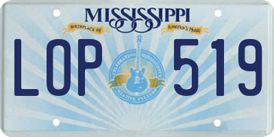 MS license plate LOP519