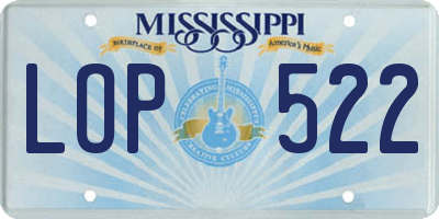 MS license plate LOP522