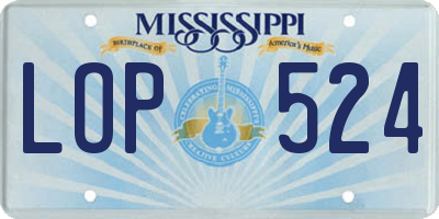 MS license plate LOP524