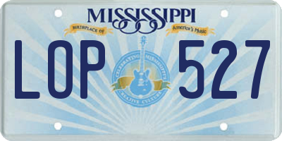 MS license plate LOP527