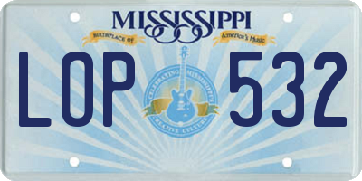 MS license plate LOP532