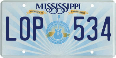 MS license plate LOP534