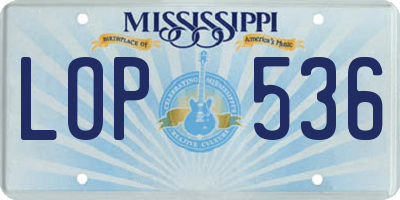 MS license plate LOP536