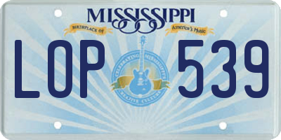 MS license plate LOP539