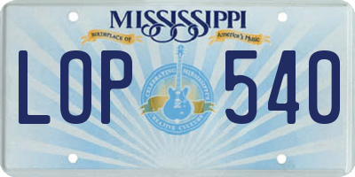 MS license plate LOP540