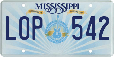 MS license plate LOP542