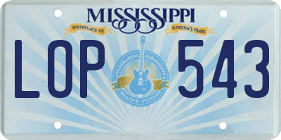 MS license plate LOP543