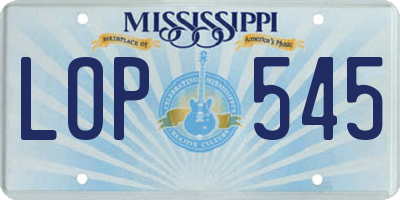 MS license plate LOP545