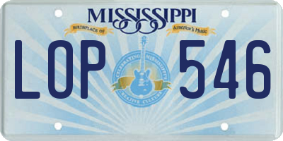 MS license plate LOP546