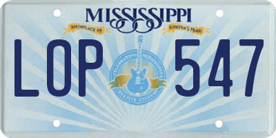 MS license plate LOP547