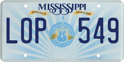 MS license plate LOP549