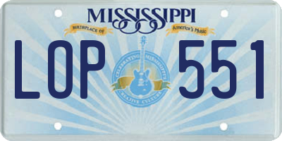 MS license plate LOP551