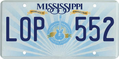 MS license plate LOP552