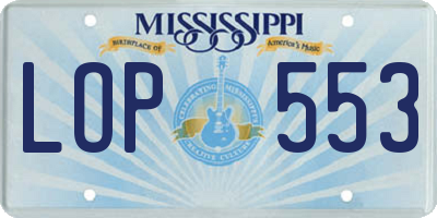 MS license plate LOP553