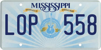 MS license plate LOP558