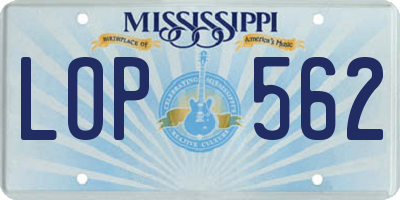 MS license plate LOP562