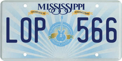 MS license plate LOP566