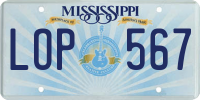 MS license plate LOP567