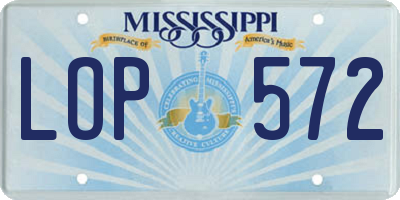 MS license plate LOP572