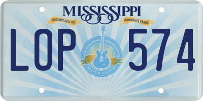 MS license plate LOP574