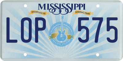 MS license plate LOP575