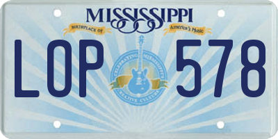 MS license plate LOP578