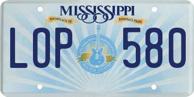 MS license plate LOP580