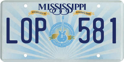 MS license plate LOP581