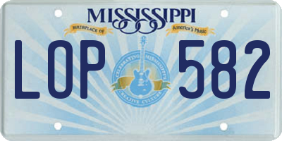 MS license plate LOP582