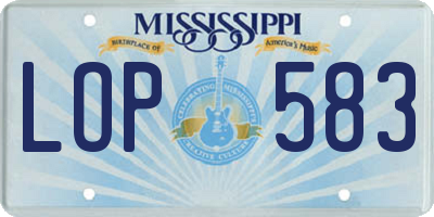 MS license plate LOP583