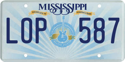 MS license plate LOP587