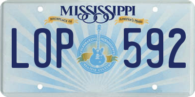 MS license plate LOP592