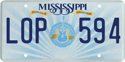 MS license plate LOP594