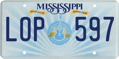 MS license plate LOP597