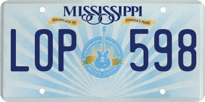 MS license plate LOP598